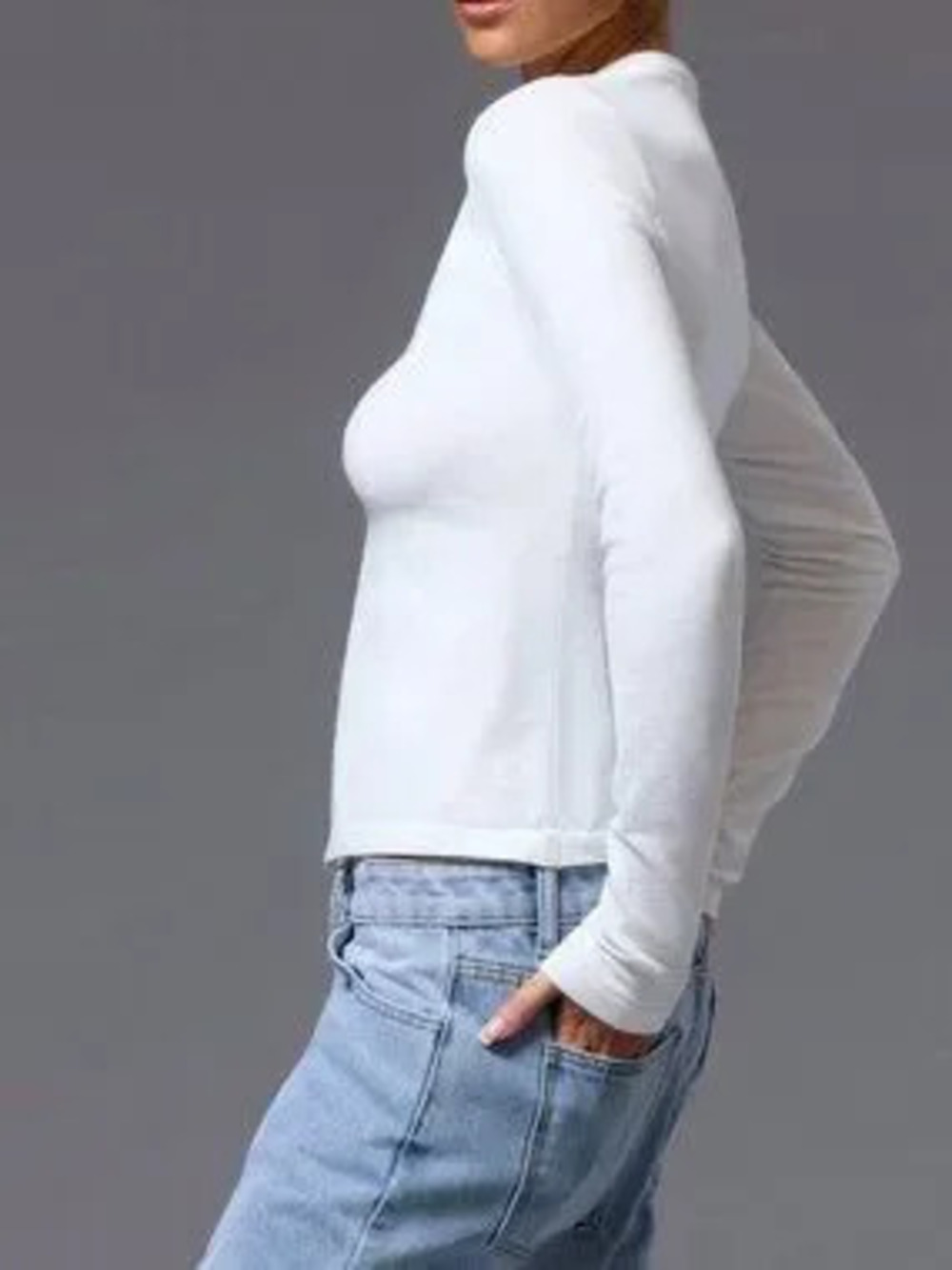 ZARA White Casual Women's Button Down Long Sleeve Sweater